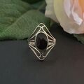 Eleganter Damenring Silber 925 Ring mit schwarzem Stein Onyx Sterlingsilber