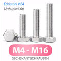 Sechskantschrauben Linksgewinde Edelstahl V2A  M4-M16 DIN 933 Maschinenschraube