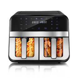 Doppel Heißluft Fritteuse 9L Digital Touch Display Timer Friteuse Edelstahl DE