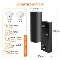 Edelstahl LED Außenleuchte Wandlampe Bewegungsmelder Up&Down Außen Wandleuchtemit GU10 Leuchtmittel ✔ IP65 wasserdicht✔ Außen✔ Innen✔