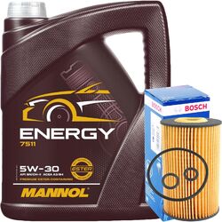 BOSCH ÖLFILTER + 5 LITER 5W-30 MOTORÖL MANNOL ENERGY 5W30 für VW 502.00 505.00