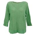  GERRY WEBER Damen 3/4 arm Pullover Pulli Shirt Rundhals grün weiß 29776