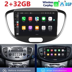 9" Android 13 Autoradio Apple Carplay GPS Nav WiFi 32G Für 2007-2013 Hyundai i10