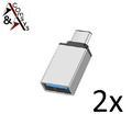 2x Adapter OTG USB 3.0 USB A Buchse auf USB C Typ C Stecker Samsung Lang Silber