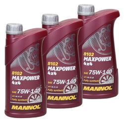 3x1 Liter MANNOL Getriebeöl Maxpower 4x4 75W-140 API GL 5 LS Gear Oil
