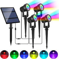 1/2/4er RGB LED Solarstrahler Solarleuchte Solarlampe Gartenstrahler Spot Light