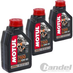 3x 1Liter MOTUL 7100 10W-50 MOTORRAD MOTOR-ÖL JASO MA2 4-Takt SYNTHETISCH