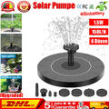 1.5W Solar Pumpe Rund Teichpumpe Fontäne Gartenteich Springbrunnen Wasserspiel