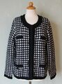 Uta Raasch Jacke Cardigan Strickjacke Hahnentritt schwarz weiß warm Gr. 42 XL