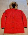 Superdry Everest Parka Rot Gr XL mit Kunstfell an Kapuze TOP Zustand 