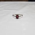 Natürlich Red Garnet Und Diamanten Massiv 14k Weiß Gold Minimalist Jubiläum Ring