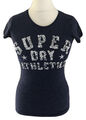 Superdry T-Shirt Blau XS 36/38 Silber Pailletten Athletics Damen