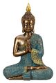 Buddha Figur 29cm türkis gold meditierend Dekoration Figur Entspannung Ruhe Deko