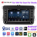 7" Autoradio Android 13 Carplay 1DIN GPS WiFi RDS MP5-Spieler für VW Skoda 1+32G