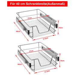 2er Teleskop Schublade Küchenschublade Korbauszug Schrank Schrankauszug 30-60cm