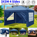 3Mx3M Faltpavillon mit 4 Seitenteilen Festzelt Partyzelt Gartenzelt Pop Up Blau