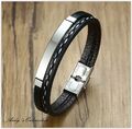 Armband Leder Schwarz Herren Damen Lederarmband Edelstahl Braun unisex