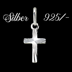 Anhänger kleines Kreuz 925/- Echt Silber Taufe Kommunion Geschenkidee Jesus 