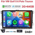 DAB+ Android 14 64G Apple CarPlay Autoradio GPS Kam Für VW GOLF 5 6 Touran Caddy