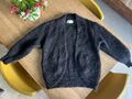 Damen Mohair Wolle Strickjacke schwarz ultra weich warm Winter kuschelig 