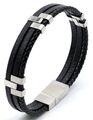 Armband Herren Damen Echt Leder braun  Edelstahl Magnetverschluss  - Three-Layer