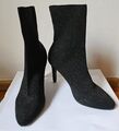 Schwarze Stiefeletten in Socken-Optik – Gr. 36 – Garibaldina, gekauft in Italien