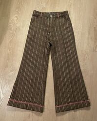 ♥️ More & More ♥️ Tweed Hose Gr. 128 Braun mit Nadelstreifen im Marlene Stil