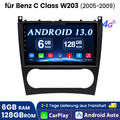 6+128GB Android 13 Autoradio 4G LTE GPS Navi für Mercedes Benz C/CLC Klasse W203