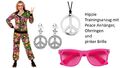 Damen 80er Jahre Hippie Set Gr. S-XXL – Trainingsanzug mit pinker Brille, Ohrr