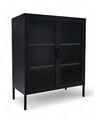 Metallschrank Vitrine mit Glastüren Sideboard Liverpool 100x80x40cm schwarz