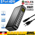 8 Fach USB Ladegerät Hub Mehrfach Port Schnellladestation Handy Netzteil Adapter