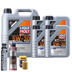 Motoröl 5W30 LIQUI MOLY Special Tec Ll 9L+HENGST Ölfilter +Spülung +Cera Tec