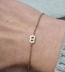 Armband 8 kt Rotgold Buchstabe B 7,5 Zoll