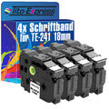 4x Schriftband für Brother TZe-241 P-Touch 1000 1000 BTS 1000 F 1005 BTS 1005 F