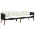 vidaXL 3-Sitzer-Gartensofa mit Auflagen Poly Rattan Schwarz DE Neu