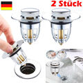 2 Stück Ablauf Garnitur Abfluss Stopfen Waschbecken POP UP Stöpsel Filter Sieb G