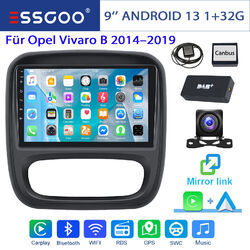 Für Opel Vivaro B Renault Trafic 32GB CarPlay Autoradio Android 13 GPS DAB+ KAM