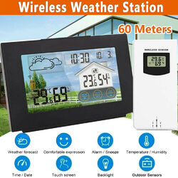 Wetterstation Funk Mit Farbdisplay Thermometer Innen-Außensensor Digitale Wecker