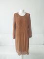 Zabaione Plissee Kleid Camel S M D 36 38 40 langarm gefüttert 100% Polyester