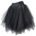 Tutu Tüll rock Damen Halloween Petticoat 60cm lang Knielang gezackt NEU schwarz