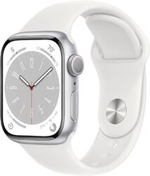 Apple Watch Series 8 [GPS, inkl. Sportarmband weiß] 41mm Aluminiumgehäuse silber