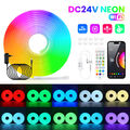 24V Neon LED Strip Streifen RGB Flex Schlauch diffus Lichtband Dimmbar Wifi APP