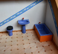 Bodo Hennig Puppenstuben Möbel Waschbecken Badewanne WC Bad orange lila 70iger