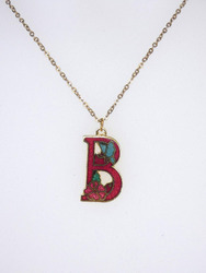 Buchstabe B Anhänger Halskette goldfarben rot Emaille Cloisonné Schmuck Initiale