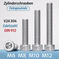 Zylinderschrauben DIN 912 Edelstahl V2A Zylinderkopf M6 M8 M10 M12 Feingewinde