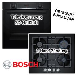 Herdset Bosch Backofen Schnellaufheizung mit Gaskochfeld Topfträger autark, 60cm