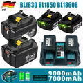 2X 9000mAh Akku Für Makita 18V 7.0Ah BL1860B BL1850 BL1840 BL1830 Ersatzakku LED