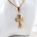 Halskette Kreuz Jesus Herren Damen 18 K vergoldet Edelstahl Gold Halskette Polie