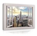 Leinwand Bilder Fenster Blick New York Wandbild XXL Bild Wohnzimmer Modern 242