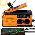 Solar Radio AM/FM Tragbar Kurbelradio Dynamo Radio Notfallradio mit Taschenlampe